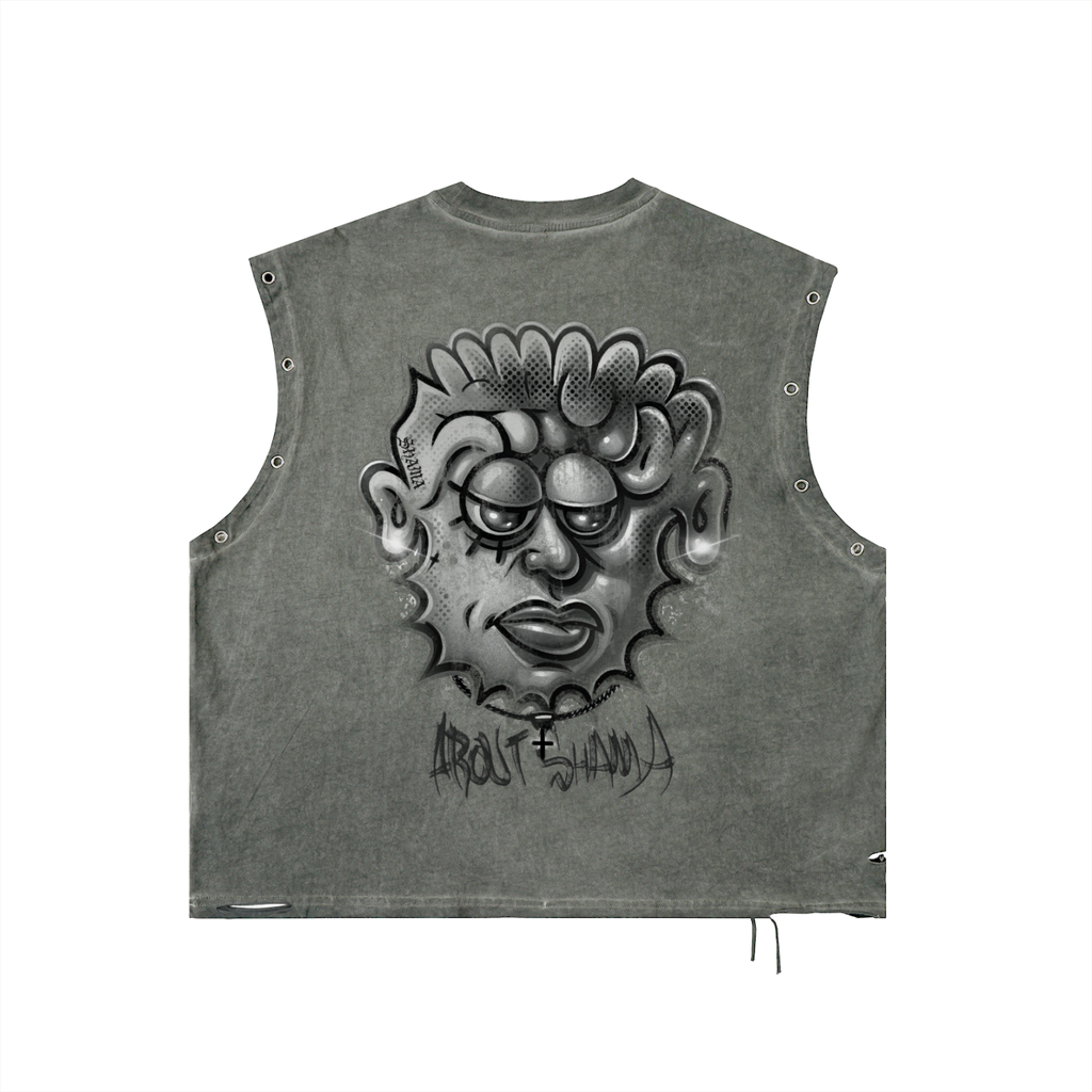 Distressed Grommet Eyelet Tank Top